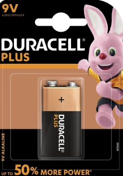 DURACELL Plus Batterie 9V E Block MN1604 6LR61 - 1er Pack