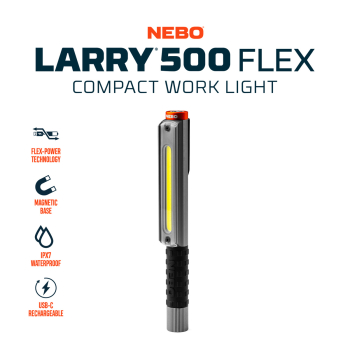 NEBO Arbeitsleuchte LIL LARRY 500 FLEX Hybrid inkl. Akku mit max. 500 Lumen