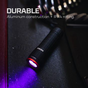 NEBO UV-Taschenlampe TORCHY UV Dual-​Band (365nm + 395nm) inkl. Batterien