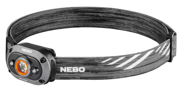 NEBO MYCRO 450 LED-Stirnlampe in Grau mit 450 Lumen, Rot- und Grünlicht, 130° neigbarem Lampenkopf und Cap-Clip