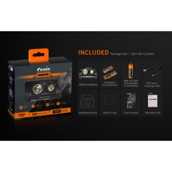 Preview: Fenix HM65R LED Kopflampe 1400 Lumen USB-C inkl. ARB-L18-3500 Akku