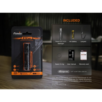 Fenix E12 V3.0 LED Taschenlampe 200 Lumen AA Batterie Magnetfuß