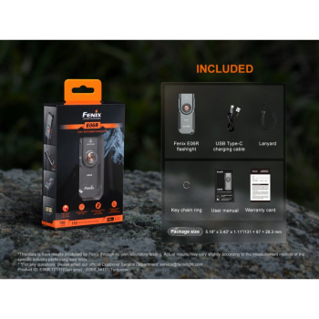 Fenix E06R Schlüsselbundleuchte 700 Lumen UV-Licht roter Laser USB-C Grau