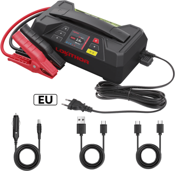 LOKITHOR JTC4250 The One 3-in-1-Starthilfegerät mit 4250 A Spitzenstrom, 6V/12V-Batterieladegerät und 12V-Batterietester