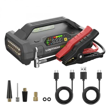 LOKITHOR JA3000 PRO LiFePO4-Starthilfegerät für 12V-Fahrzeuge mit 3000 A Spitzenstrom, 150-PSI-Reifenkompressor, ConnectMax und USB-C-Powerbank
