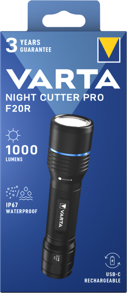 Varta Nigh Cutter Pro F20R wiederaufladbare Taschenlampe mit 1000 Lumen