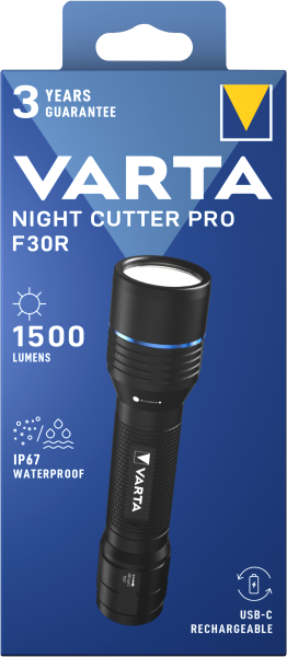 Varta Nigh Cutter Pro F30R wiederaufladbare Taschenlampe mit 1500 Lumen