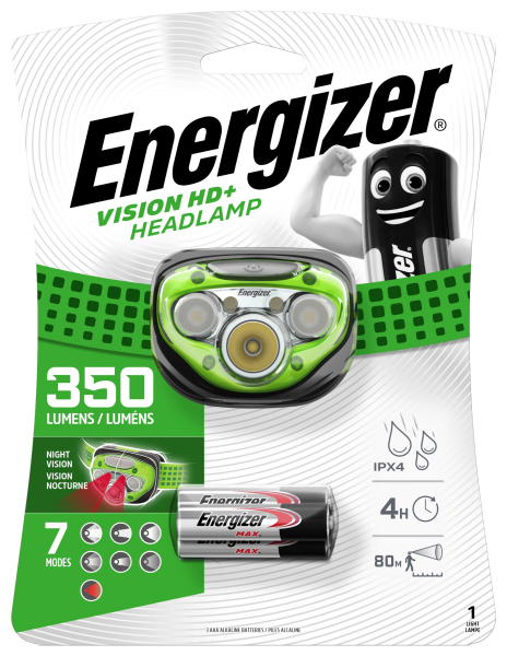 Energizer Pro Kopfleuchte Headlight Vision HD+ LED inkl. 3 AAA Batterien