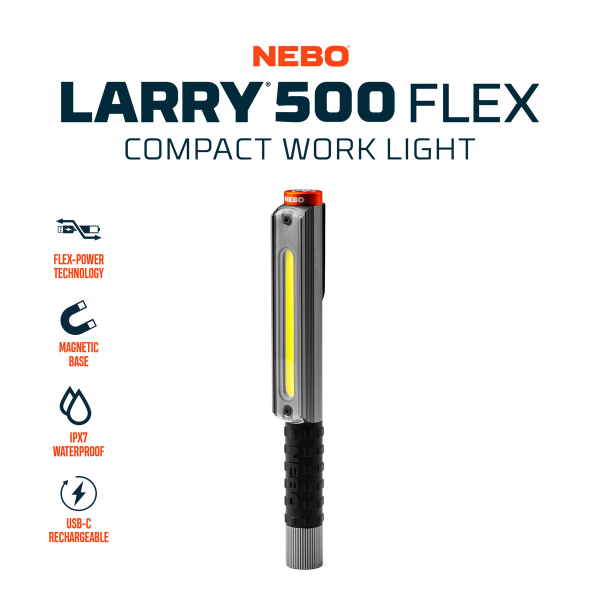 NEBO Arbeitsleuchte LIL LARRY 500 FLEX Hybrid inkl. Akku mit max. 500 Lumen