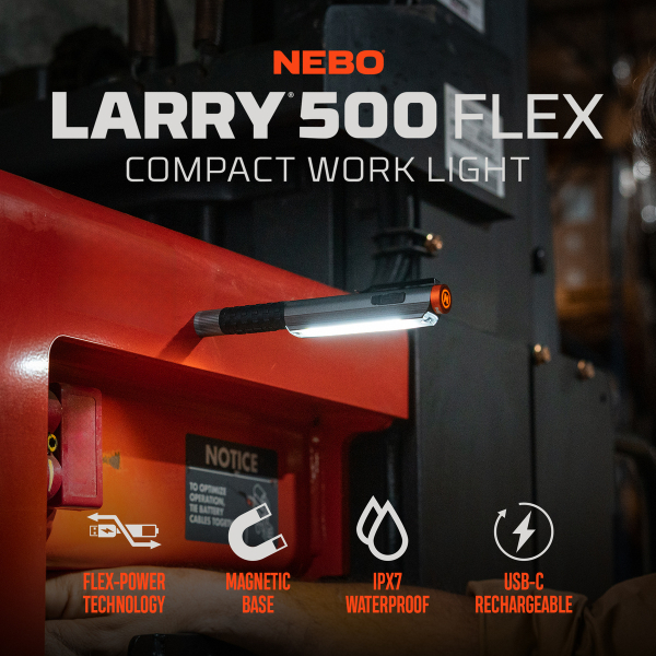 NEBO Arbeitsleuchte LIL LARRY 500 FLEX Hybrid inkl. Akku mit max. 500 Lumen