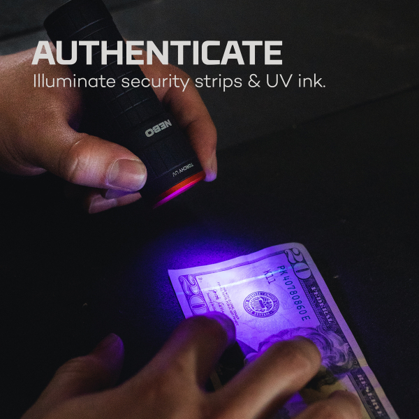 NEBO UV-Taschenlampe TORCHY UV Dual-​Band (365nm + 395nm) inkl. Batterien