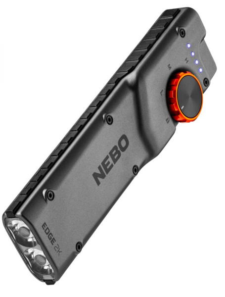 NEBO EDGE 2K Pocket Light LED-Taschenlampe mit 2000 Lumen, Dynamic-Dial-Drehwahlschalter, Tac-Grip-Gehäuse und Stahlclip