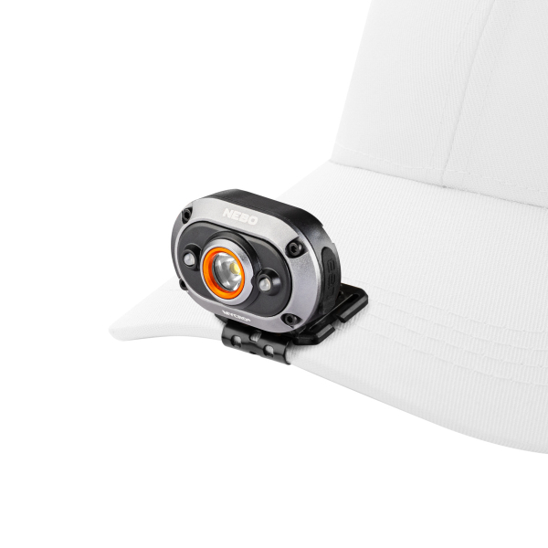 NEBO MYCRO 450 LED-Stirnlampe Grau 450 Lumen USB-C mit Rot- & Grünlicht