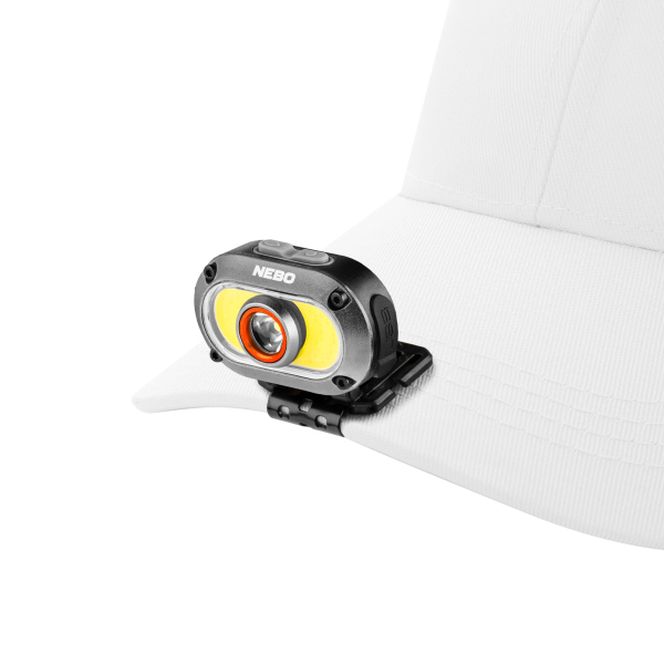NEBO MYCRO 550+ LED-Stirnlampe Grau 550 Lumen mit USB-C-Akku & Cap-Clip