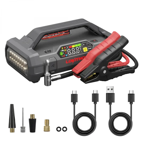 LOKITHOR JA302 PRO 12V-Starthilfegerät mit 3000 A Spitzenstrom, 150-PSI-Reifenkompressor, ConnectMax und USB-C-Powerbank
