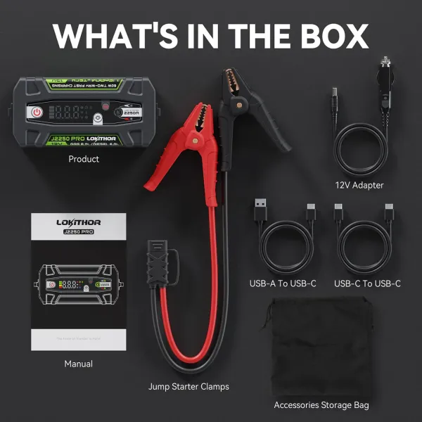 LOKITHOR J2250 PRO Jumpstarter 12V 2250A LiFePO4 mit ConnectMax & Powerbank